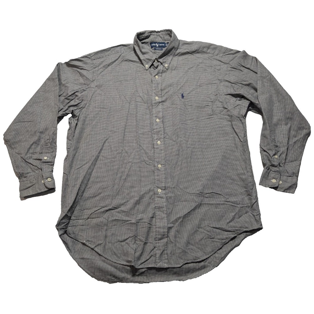 VTG POLO Ralph Lauren YARMOUTH Mini Hounds-tooth - Men 17.5‎ 36/37 Dress Shirt